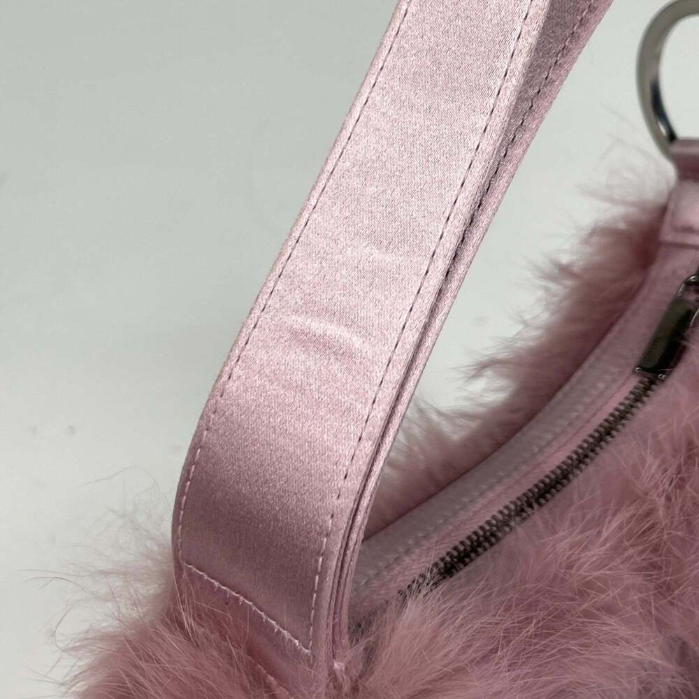 Gucci Logo Handbag Pouch with Fur, Pink, 0050849, Women's - Picture 4 of 7